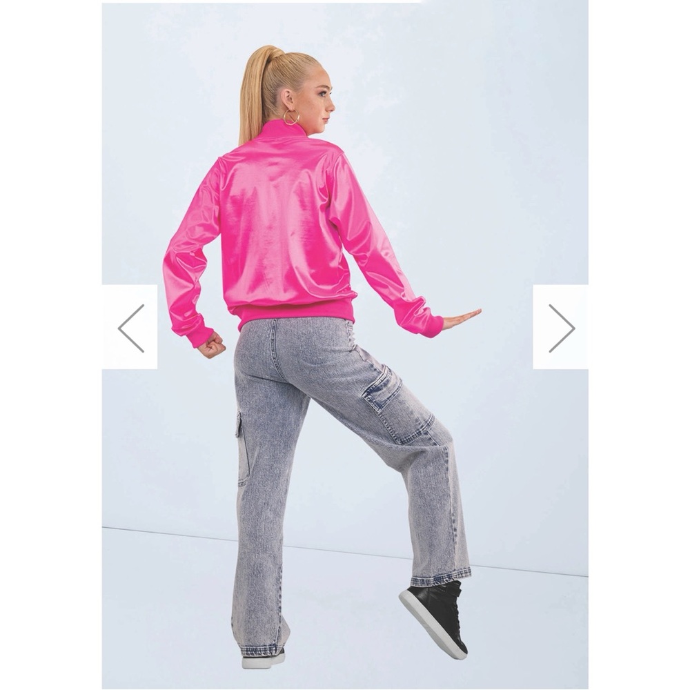 Weissman Pink Bomber Jacket Dance Top Large Child Zip Front Performance - Picture 2 of 7